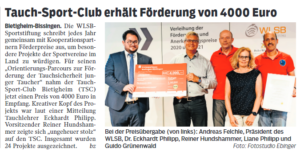Tauch-Sport-Club erhält Förderung von 4.000 Euro